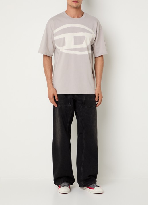 Diesel T-Boxt-Bleach T-shirt met logoprint - voorkant 3 grijs