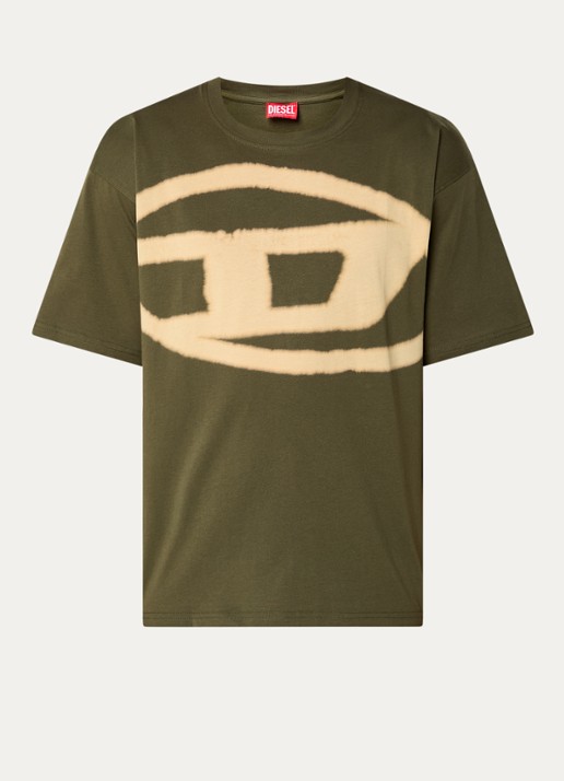 Diesel T-Boxt-Bleach T-shirt met logoprint - voorkant 2 groen