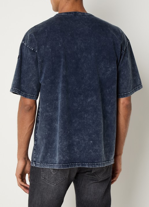 Diesel T-Boxt-Den T-shirt met logoborduring - achterkant donkerblauw