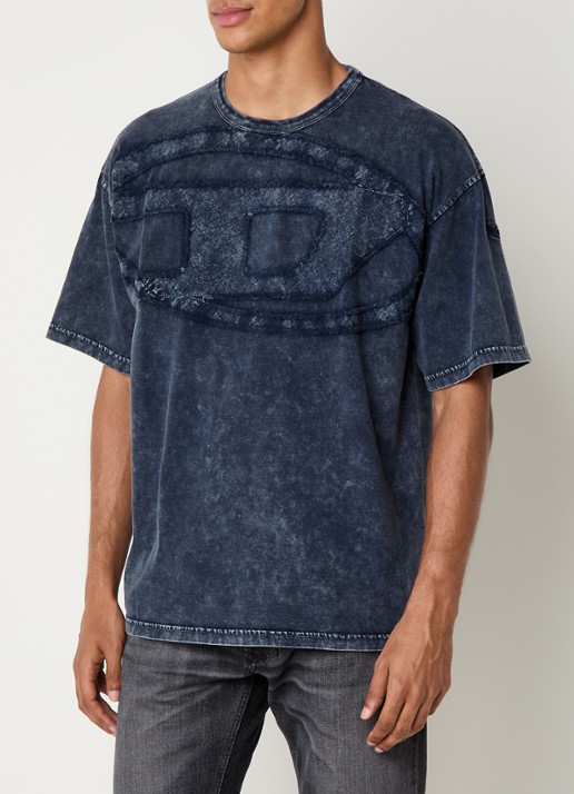 Diesel T-Boxt-Den T-shirt met logoborduring - detail 2 donkerblauw