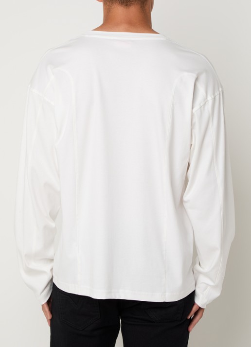 Diesel T-Boxt longsleeve met logoborduring - achterkant gebroken wit
