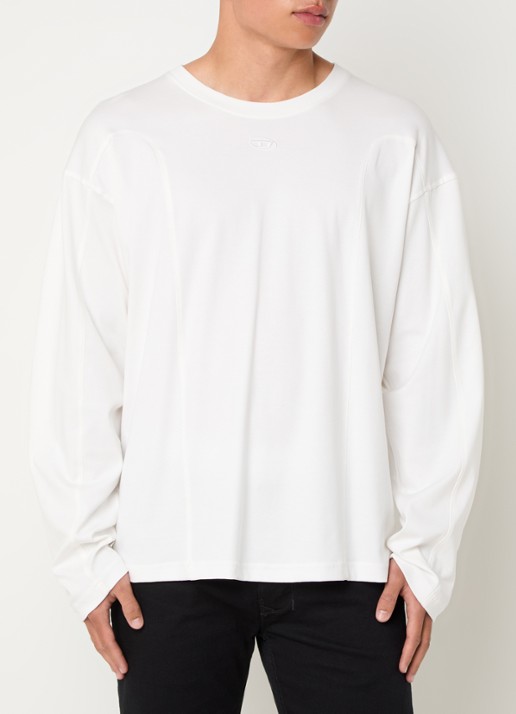 Diesel T-Boxt longsleeve met logoborduring - detail 2 gebroken wit