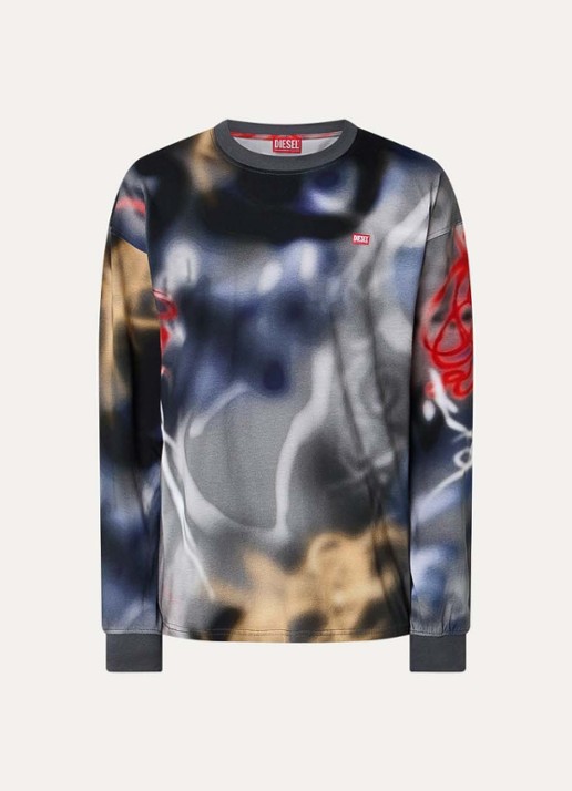 Diesel T-Boxt-Ls-V4 longsleeve met print en logo - voorkant 3 antraciet