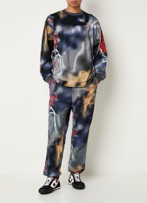 Diesel T-Boxt-Ls-V4 longsleeve met print en logo - voorkant 4 antraciet