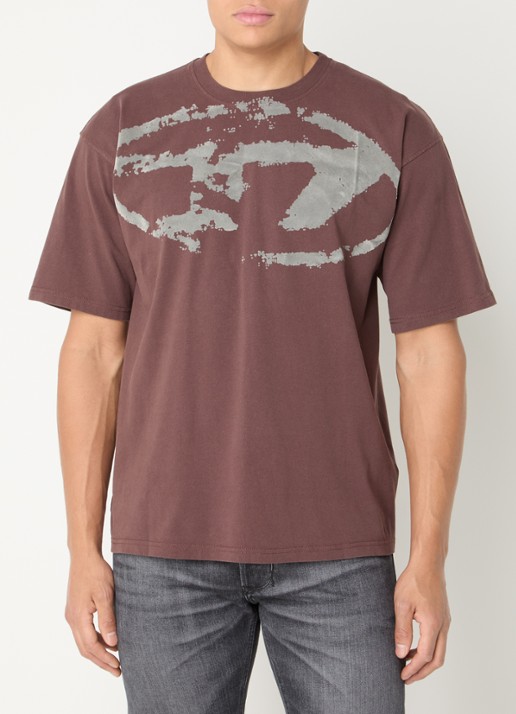 Diesel T-Boxt-N14 T-shirt met flock logoprint