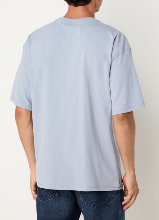 Diesel T-BoxT-N14 T-shirt met flock logoprint - achterkant 4 blauwgrijs