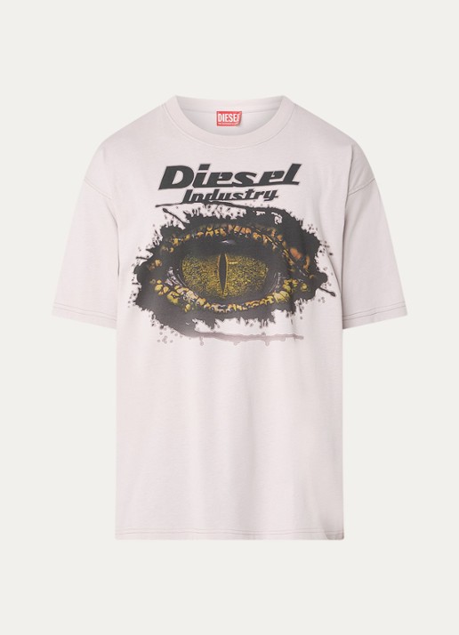 Diesel T-boxt T-shirt met logoprint - voorkant 2 creme