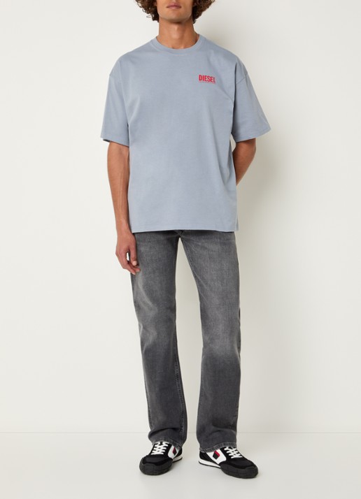 Diesel T-boxt T-shirt met logoprint - voorkant 4 grijs