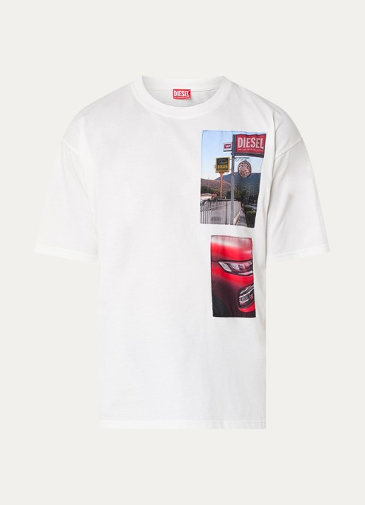 Diesel T-Boxt-T3 T-shirt met front- en backprint - voorkant gebroken wit