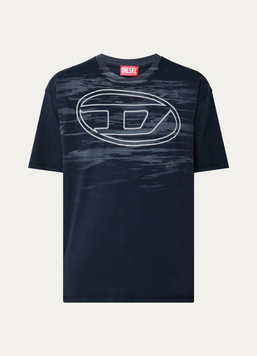 Diesel T-Boxt-T5 T-shirt met logoprint  - voorkant donkerblauw