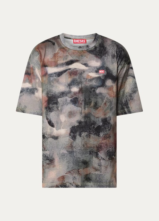 Diesel T-BOXT-V7 T-shirt met camouflageprint en logo - voorkant 2 antraciet
