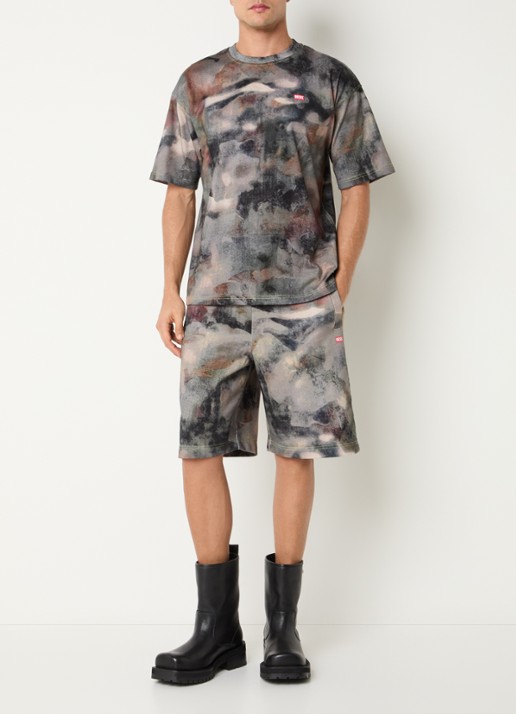 Diesel T-BOXT-V7 T-shirt met camouflageprint en logo - voorkant 3 antraciet