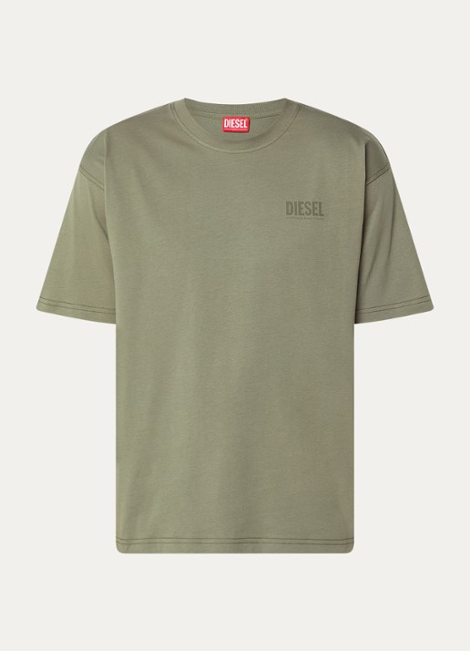 Diesel T-Boxt-V8 T-shirt met logo- en backprint - voorkant legergroen