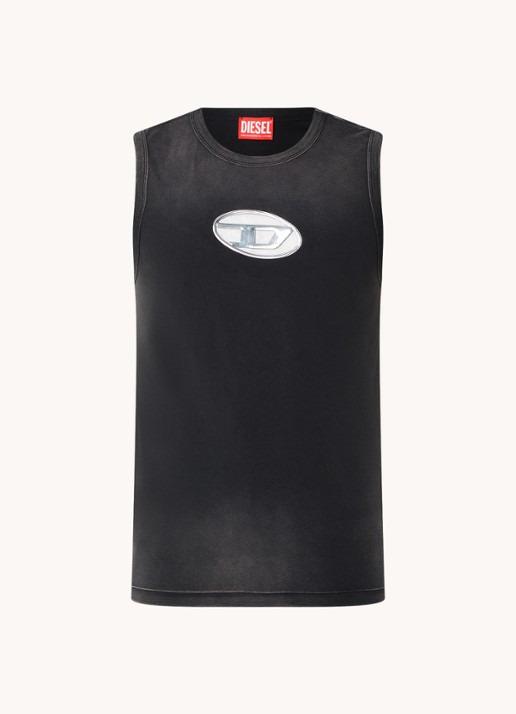 Diesel T-Brico Singlet met logo - voorkant donkergrijs