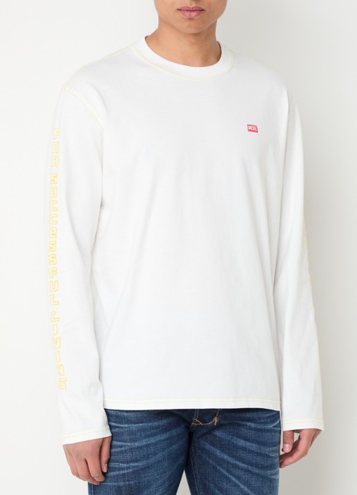 Diesel T-Crane longsleeve met logo- en backprint - achterkant wit