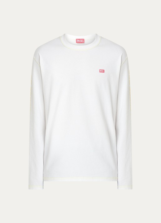 Diesel T-Crane longsleeve met logo- en backprint - voorkant 3 wit
