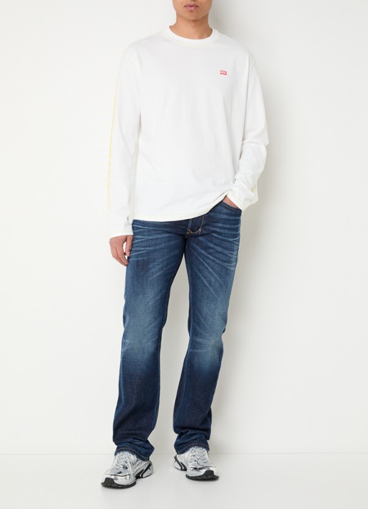 Diesel T-Crane longsleeve met logo- en backprint - voorkant 4 wit