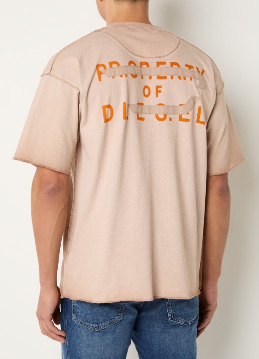 Diesel T-Look T-shirt met print - achterkant zand
