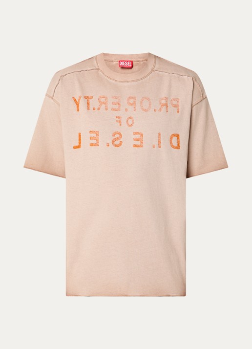 Diesel T-Look T-shirt met print - voorkant 3 zand