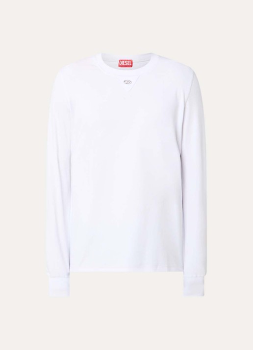 Diesel T-Madjust-Ls longsleeve met logo - voorkant 3 wit