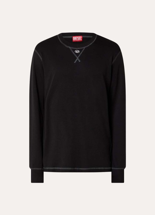 Diesel T-Madjust-Ls-Tr longsleeve met logo - voorkant 2 zwart