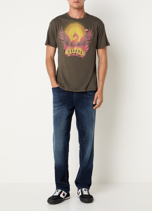 Diesel T-Norm-AA1 T-shirt met print - voorkant 4 bronsgroen