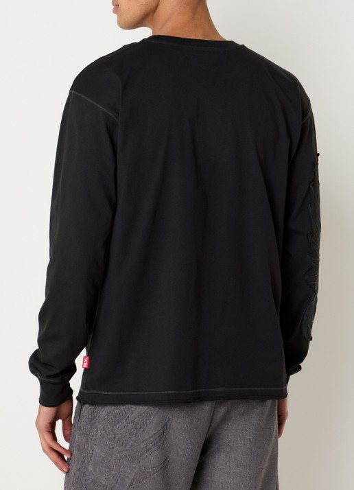 Diesel T-Norm-AA3 longsleeve met print en patchwork - achterkant 3 antraciet
