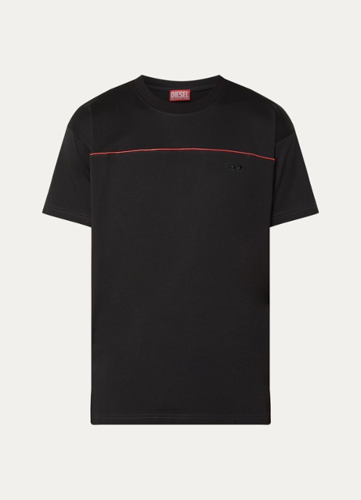 Diesel T-Norm-Piping T-shirt met logo - voorkant 2 zwart