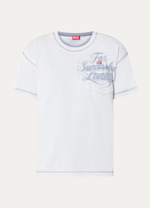 Diesel T-Norm-Pocket T-shirt met print - voorkant 3 wit
