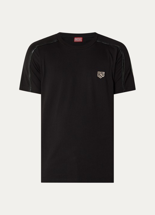 Diesel T-Norm T-shirt met borduring - voorkant 2 zwart