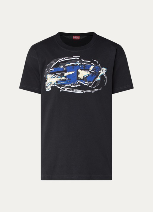Diesel T-Norm-T11 T-shirt met logoprint - voorkant 2 zwart