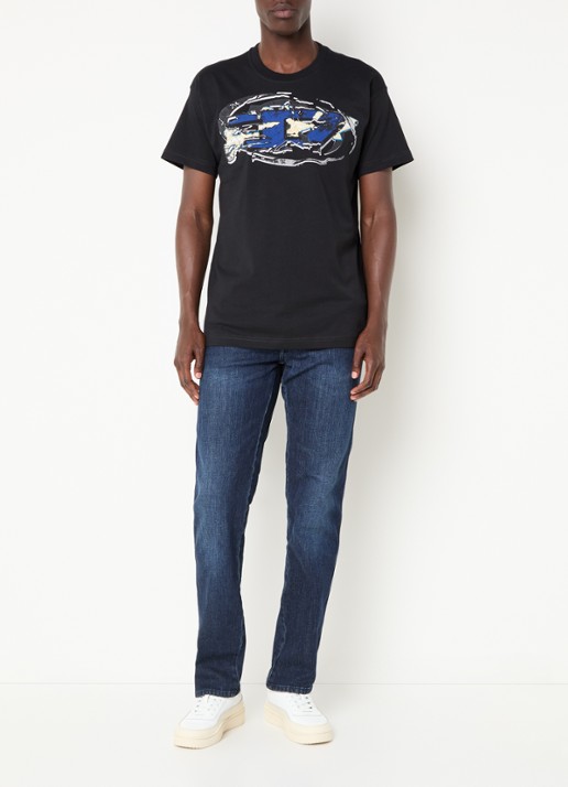 Diesel T-Norm-T11 T-shirt met logoprint - voorkant 3 zwart