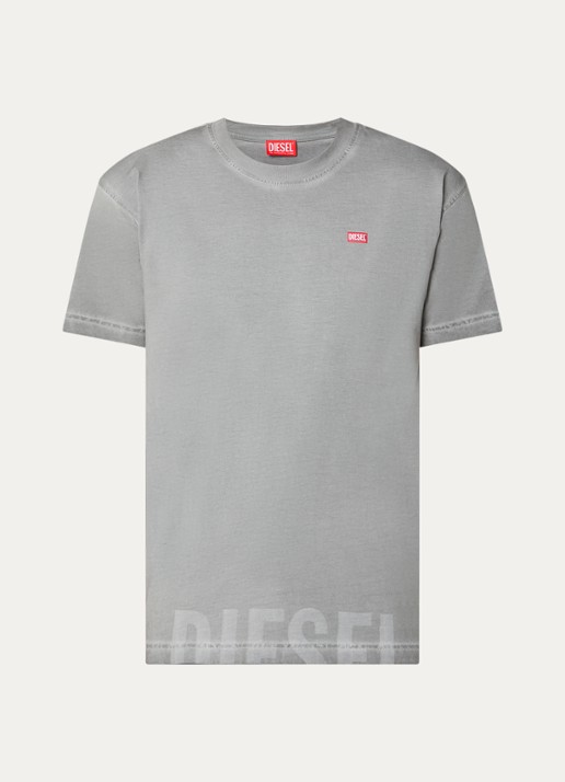 Diesel T-Norm-T7 T-shirt met logoprint - voorkant grijs