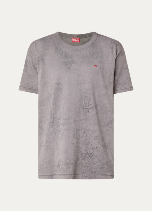 Diesel T-Norm-T8 T-shirt met print en logo - voorkant 2 grijs