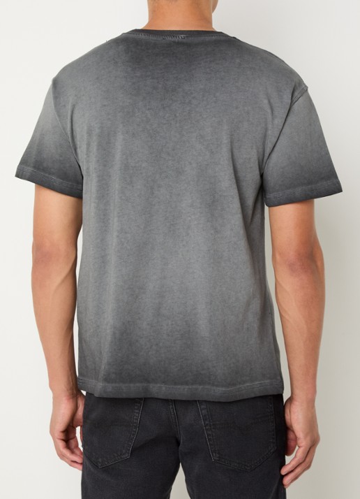 Diesel T-Norm-T9 T-shirt met verwassen afwerking en logoprint - achterkant donkergrijs