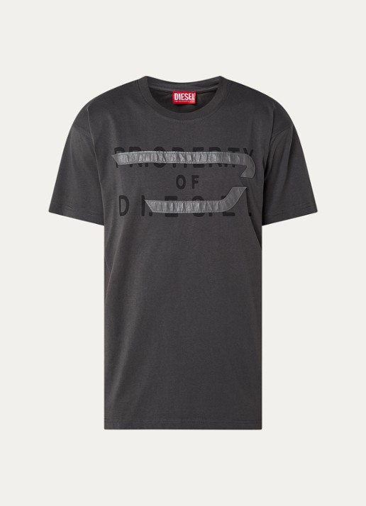 Diesel T-Norm-V11 T-shirt met logo - voorkant 2 donkergrijs