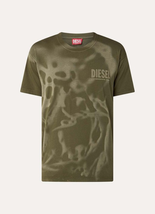 Diesel T-Norm-V7 T-shirt met print en logo - voorkant 3 groen