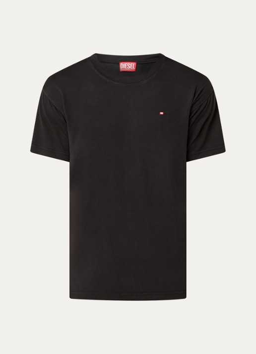 Diesel T-norms T-shirt met logoborduring - voorkant 3 zwart
