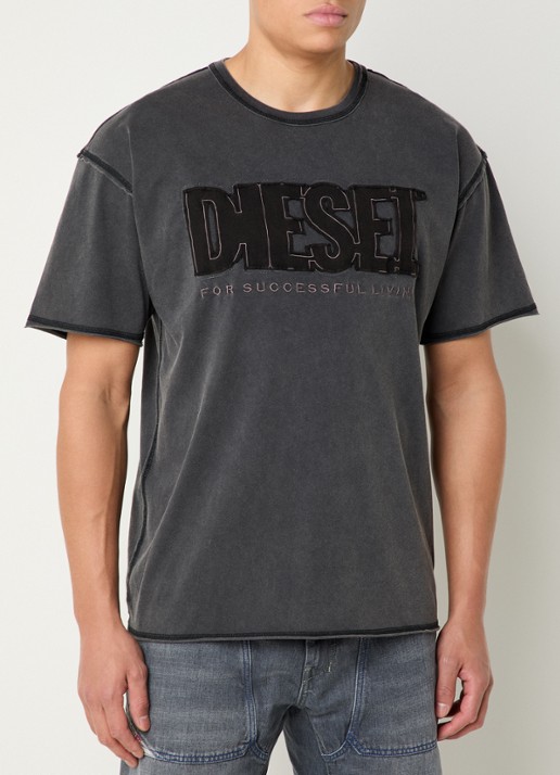 Diesel T-rawboxt T-shirt met logoborduring