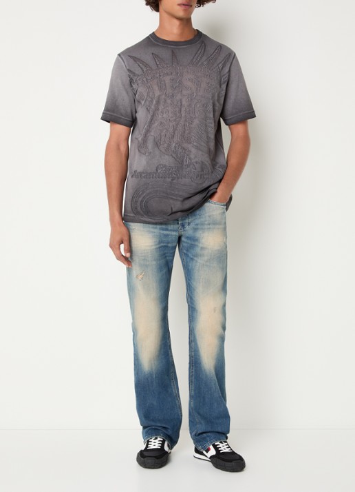 Diesel T-Rawjust T-shirt met structuur - voorkant 2 donkergrijs