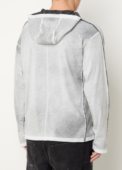 Diesel T-riven longsleeve T-shirt met capuchon - achterkant 3 grijsmele