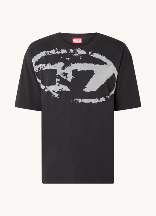 Diesel T-shirt met logoprint - voorkant zwart