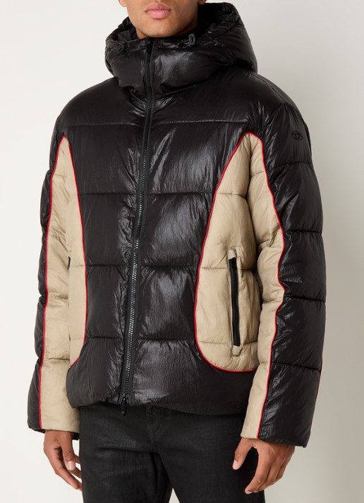 Diesel W-Ostend puffer jack met capuchon en ritszakken