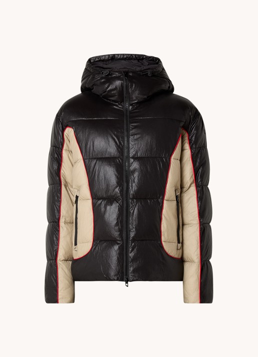 Diesel W-Ostend puffer jack met capuchon en ritszakken - voorkant zwart
