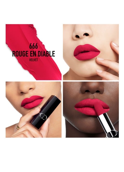 DIOR Rouge Dior Lipstick  - detail 4 fluweel - 666 rouge en diable