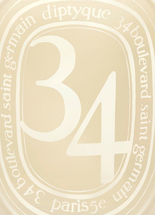 DIPTYQUE 34 Blvd Saint Germain geurkaars 300 gram - achterkant 5 beige