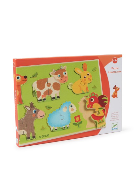 Djeco Coucou-cow duo-puzzel/vormenpuzzel 12 stukjes