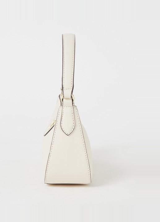 DKNY Carol schoudertas van leer - detail 3 creme