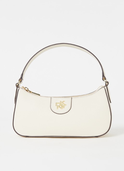 DKNY Carol schoudertas van leer - voorkant creme