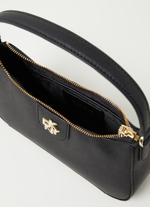 DKNY Carol schoudertas van leer - detail 3 zwart